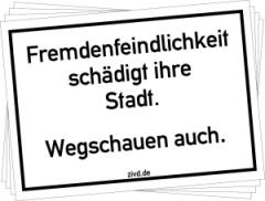 Aufkleber »Fremdenfeindlichkeit schädigt ihre Stadt« (DIN A7) 